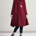 High Pile collar Oversize dress wine red large size dress