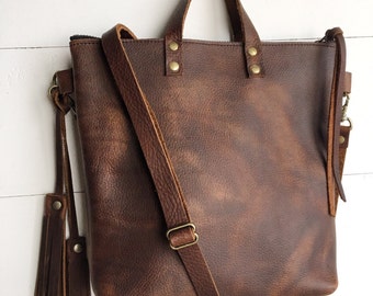 Brown leather crossbody bag, brown leather purse, crossbody purse, leather shoulder bag, everyday bag, leather bag