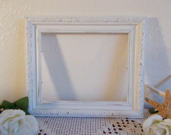 White Wedding Frame Ornate Rustic Shabby Chic Distressed Picture Photo Beach Cottage Coastal Seaside French Country Farmhouse Home Decor