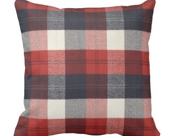Plaid Pillows,Flannel Pillows,Red Buffalo Check Pillow Cover, Couch Pillows, decorative pillows,Throw Pillows,Holiday Christmas Fall Pillows