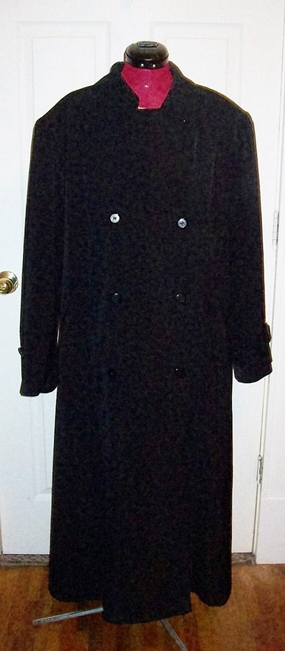 Vintage Ladies Black Trench Coat Raincoat Duster Zip Out