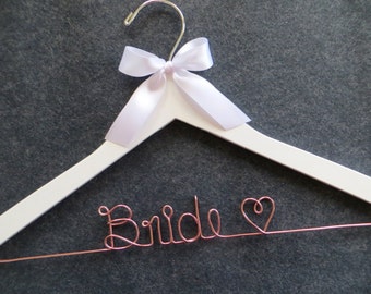 Rush Order ROSE GOLD Wedding Hanger, Rose Gold Bridal Hanger, White Hanger, Bridal Hanger, Personalized Hanger, Engagement Gift, Bride Gift