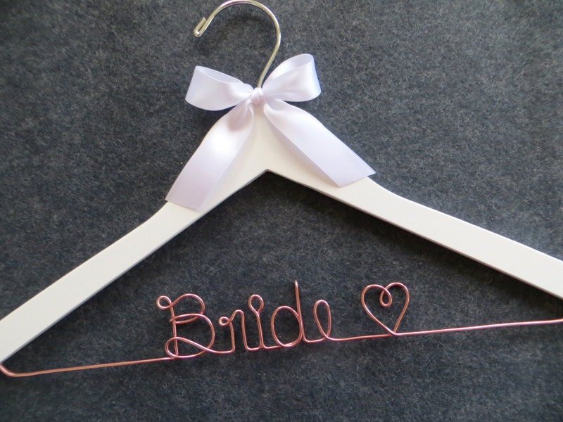ROSE GOLD Wedding Hanger Rose Gold Wire Bridal Hanger White
