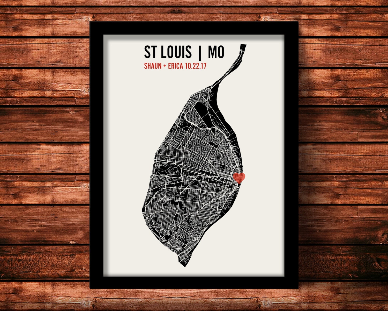 St Louis Wedding Map Art St Louis Wedding Gift by MrCityPrinting