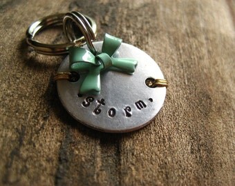 Pet Id Tag - Small Pet Tag - Cat Id Tag - Dog Id Tag - Lightweight Pet Tag - Hand stamped Pet Tag - Dog Tag - Id Tag - Aluminum backer - Pet