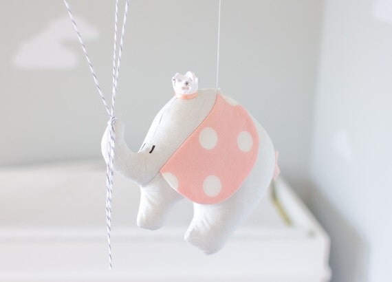 Pink elephant baby mobile mädchen kinderzimmer von sunshineandvodka