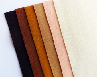 Felt rolls, felt sheets, felt squares, 6 pieces, size 25cm x 45cm, felt pack IV