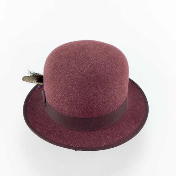 burgundy heathered rabbit fur felt bowler or derby hat by hatWRKS