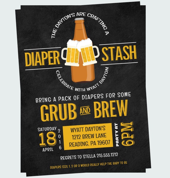 Dadchelor Invitations Guys Diaper Party Beer by ...