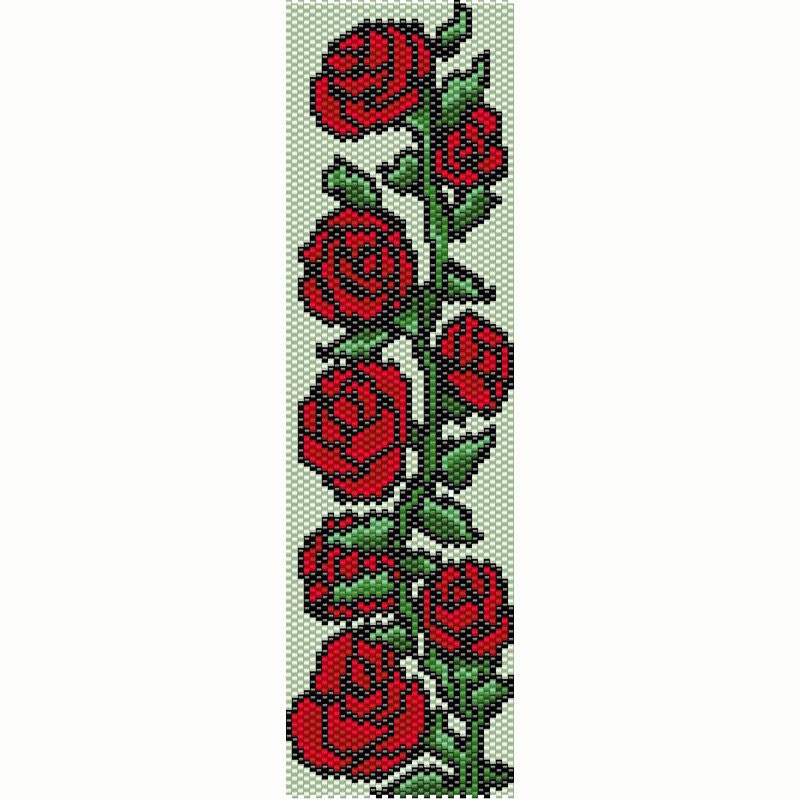 Red Roses Peyote Bead Pattern, Bracelet Cuff, Seed Beading Pattern ...
