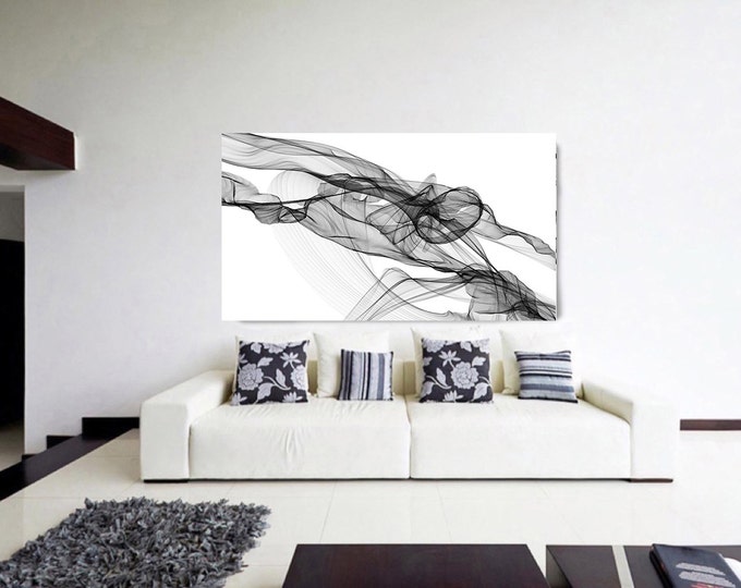 Moving Through. Abstract Black and White, Unique Abstract Wall Decor, Large Contemporary Canvas Art Print up to 72" by Irena Orlov