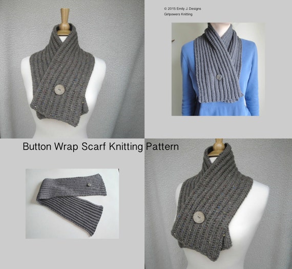 Button Wrap Scarf Knitting Pattern DIY Crossover by Girlpower