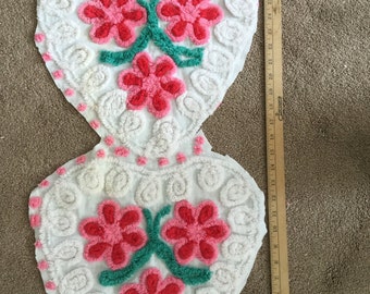 Vintage Chenille Bedspread/Cutter reuse sewing projects/ Chenille Fabric/ Floral