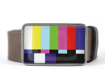 Color Bars Belt buckle TV Test Pattern Belt Buckle for men gift for him mens belt buckle Television Belt Buckle Retro Belt Buckle