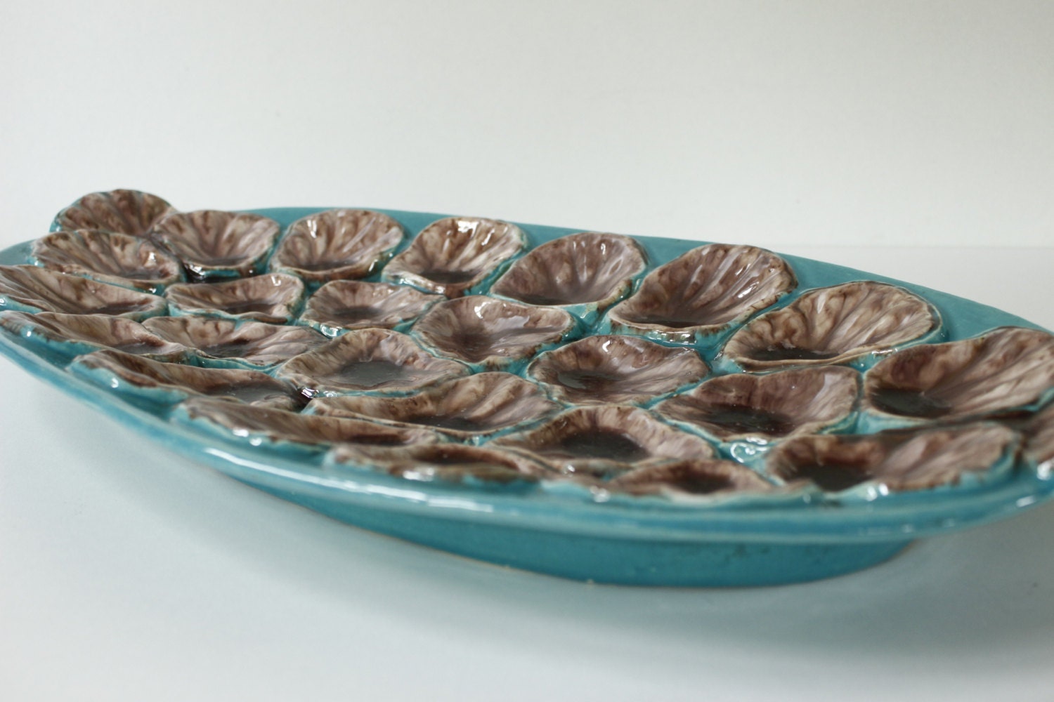 French Barbotine Oyster Serving Platter....Super Large