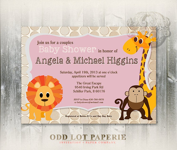 Zoo Baby Shower Invitation Couples Shower by OddLotPaperie on Etsy