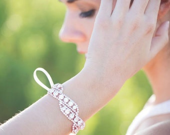 Rose Gold Bracelet, Bridal Rose Gold Bracelet,Rose Gold Bridesmaid Braceret,Rose Gold Bridal Jewelry,Crystal Bracelet,Handmade Gold Bracelet