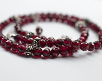 Garnet Necklace, Natural Gemstone and Sterling Silver Jewelry