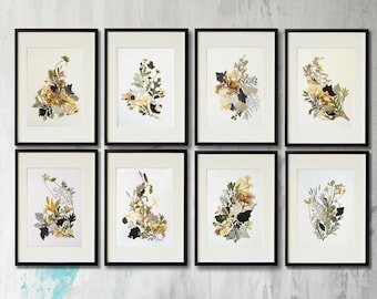 Set of 8 prints Flower print wall art set of 8 Herbarium Pressed botanical prints Wall art Pressed flower frame dry flower picture Fine art