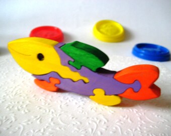 Puzzle Fish wooden toys, wooden sea puzzle, eco-friendly handmade toys for babies, children, kids, boys and girls