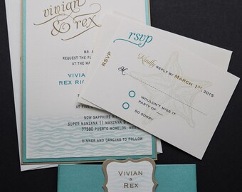 Beach Wedding Invitation, Destination Wedding, Tropical Wedding, Nautical Wedding Invitation, Destination Invitation, Waves Invitation