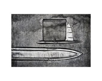 Oldtimer, zwart-wit foto, chroom Details, halverwege de eeuw moderne, Auto autokerkhof, moderne kunst
