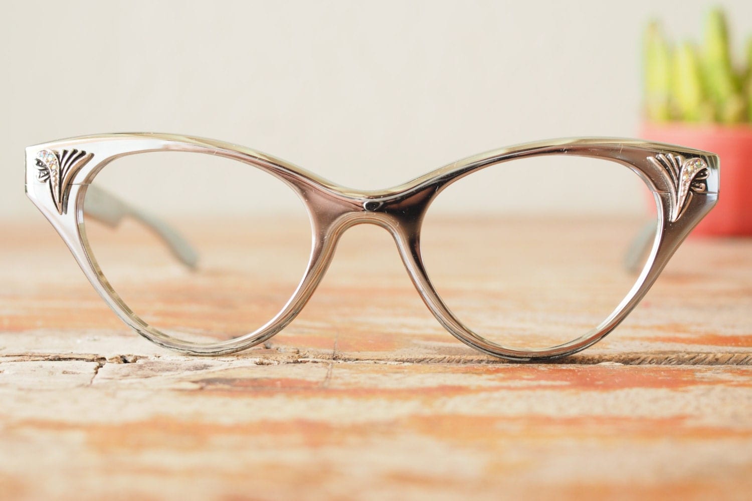 Vintage Eyeglasses Cat eye Frames glasses 1960’s All aluminium By Flair