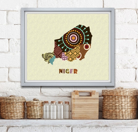 Niger Map Art Print Wall Decor Niger Poster African Art