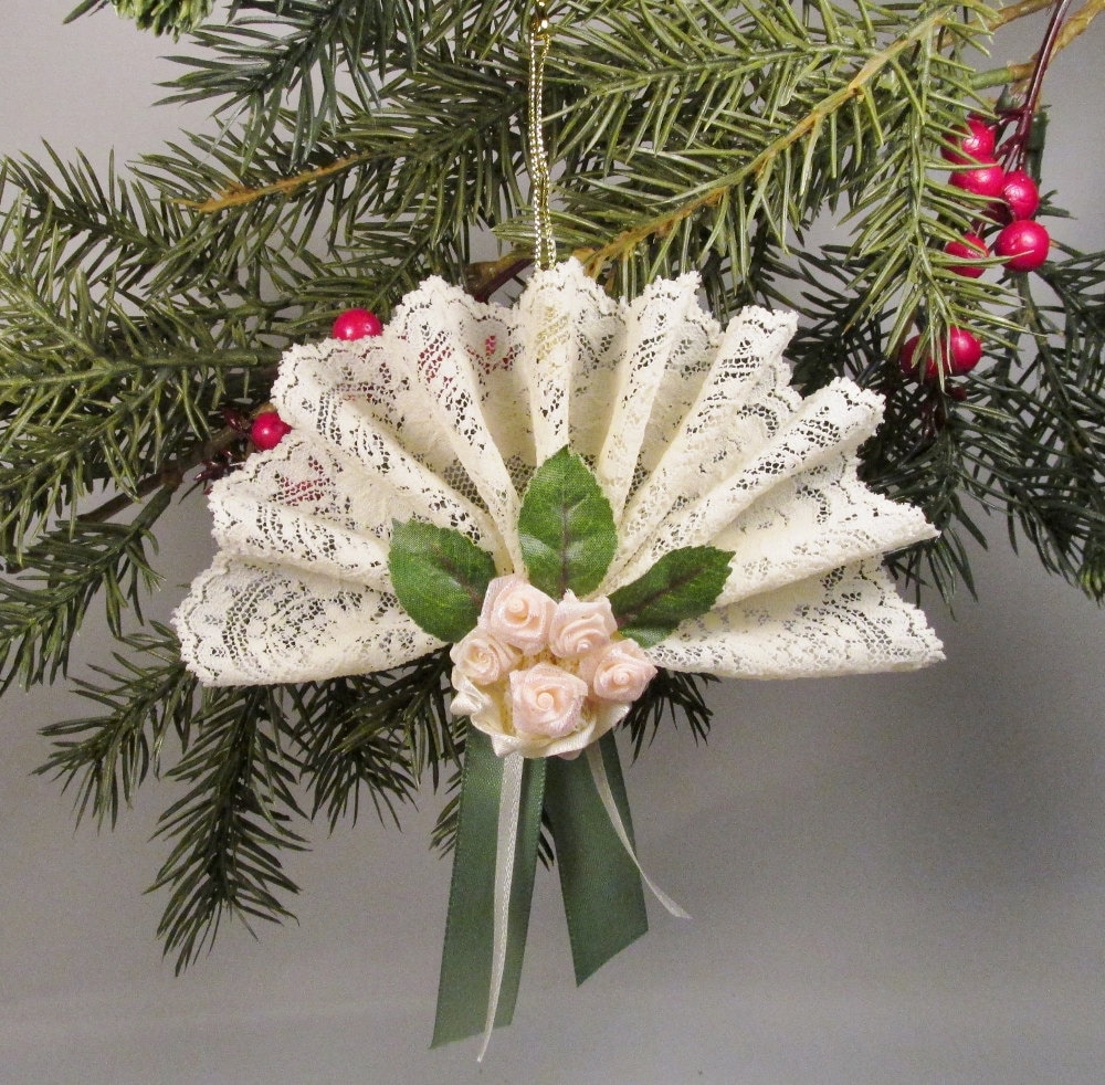 Victorian Style Lace Fan Ornament Christmas Ornament Holiday