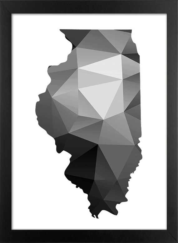 Illinois Printable File Illinois State Geometric Silhouette