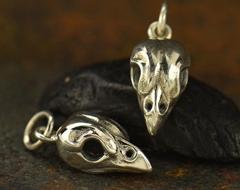 1 pc ~ Sterling Silver Sparrow Bird Skull Charm