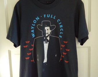 Vintage 80s WAYLON JENNINGS Full Circle Concert T Shirt sz S