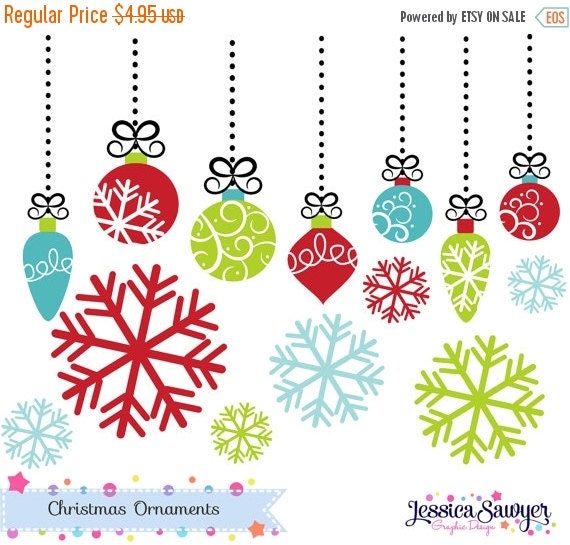 80% OFF - INSTANT DOWNLOAD, bright christmas ornament clipart or christmas decoration clip art for commercial use, cards, invites, design Il_570xn