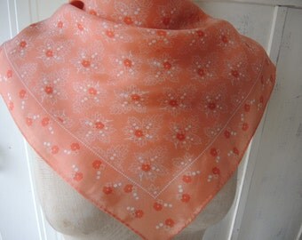Vintage scarf by Baar & Beards Inc all silk made in Japan peach floral 21 x 21 inches