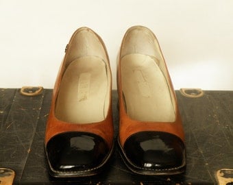 Pierre Cardin 1960s black and brown Leather Spectator Shoes size 9