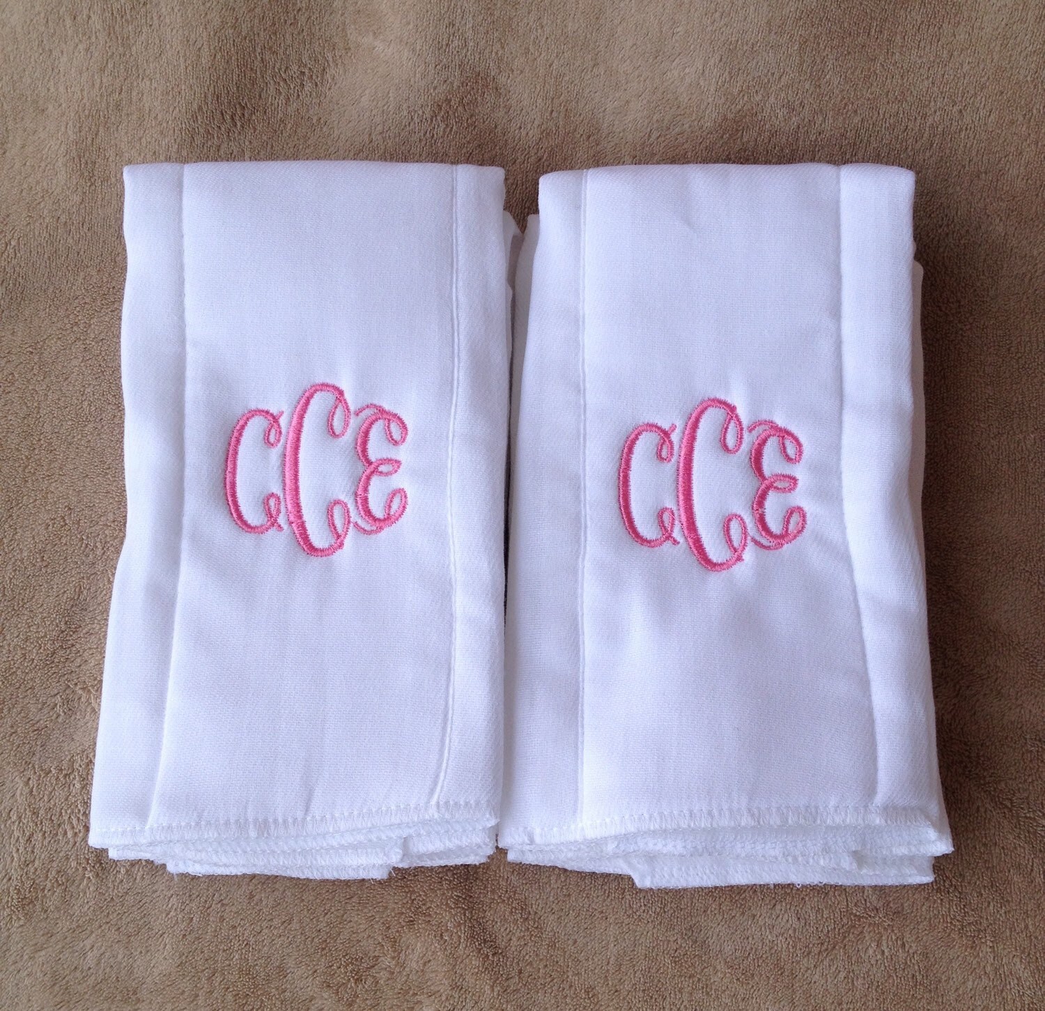 Monogrammed Burp Cloth Embroidered Baby Burp Cloths Girl