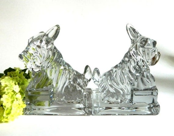 Glass Scottish Terrier Bookends