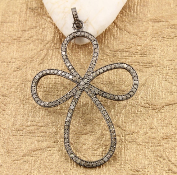 Pave Diamond Pendant Pave Flower Pendant Diamond Flower