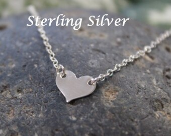 Heart necklace - minimalist necklace - sterling silver small heart necklace