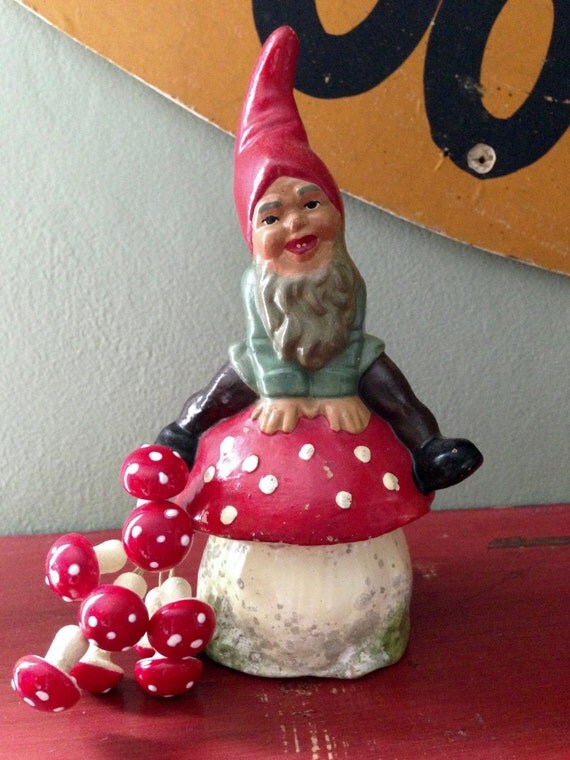 Download Antique 1930s German Heissner Gnome Magic Mushroom Terra-Cotta