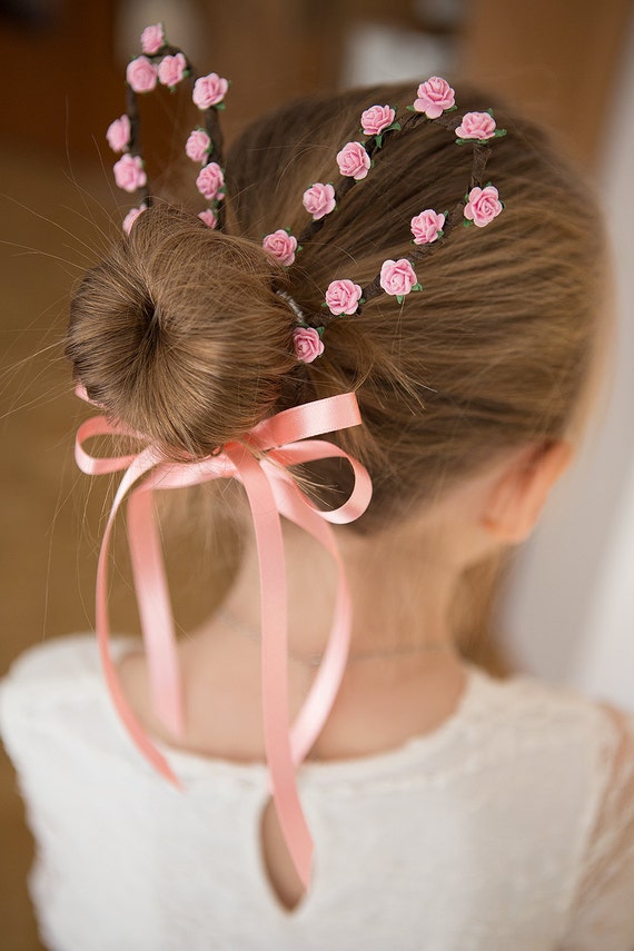 Pink Rose Bunny Ears Wrap for HAIR BUNS Pink Rose Bunny Ears Wrap for HAIR BUNS