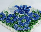 Vintage Hankie - Beautiful Blue Flowers on White - 100% Cotton Hankie, Collectible, Crafting Hankie, Gift Hankie U5 Vintage Hankie - Beautiful Blue Flowers on White - 100% Cotton Hankie, Collectible, Crafting Hankie, Gift Hankie U5