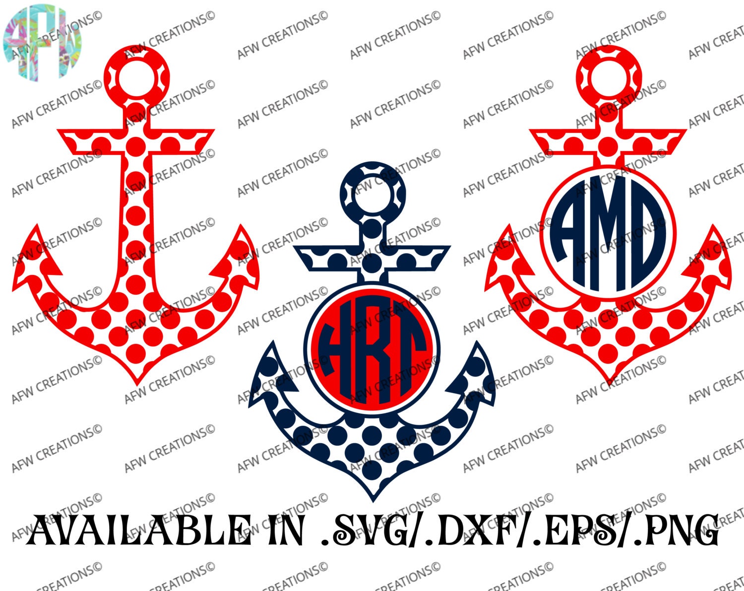 Download Digital Cut Files Monogram Anchors SVG DXF EPS Nautical