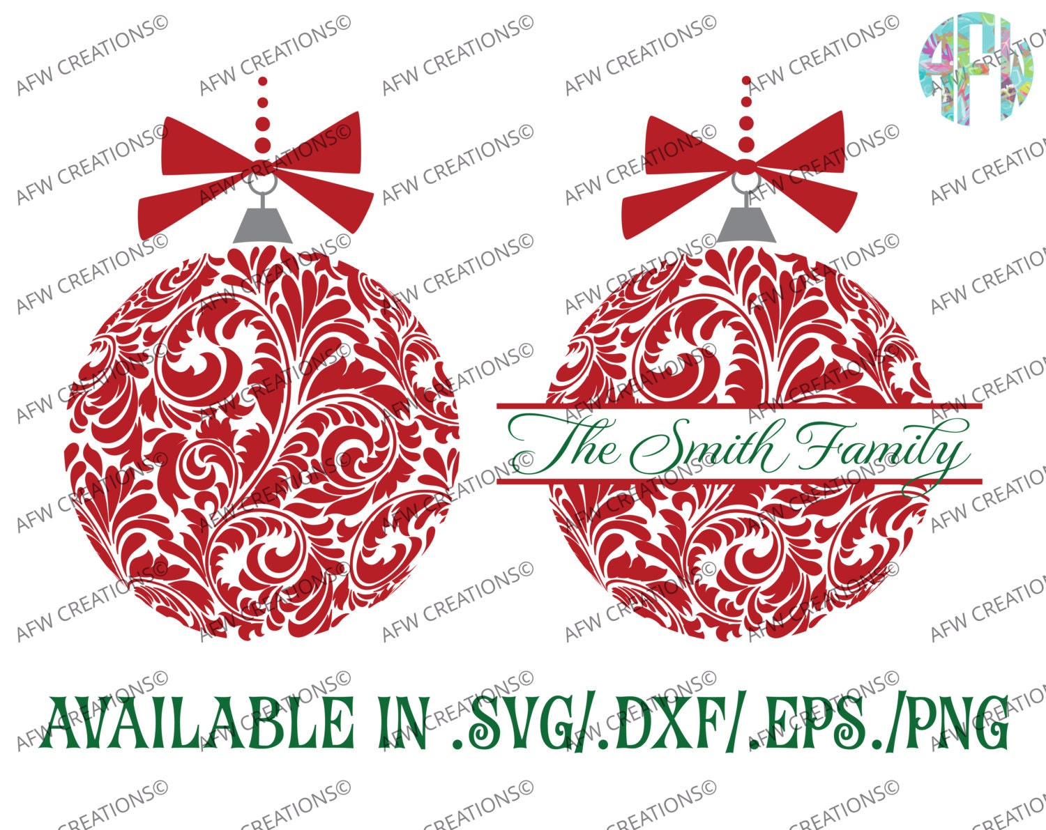Download Digital Cut File Flourish Christmas Ornament SVG DXF EPS
