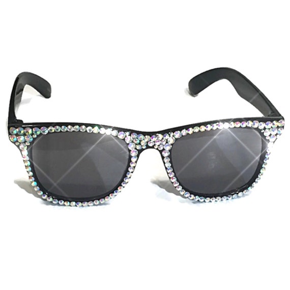 Bling black sunglasses sparkly custom by DAMFancyCreations