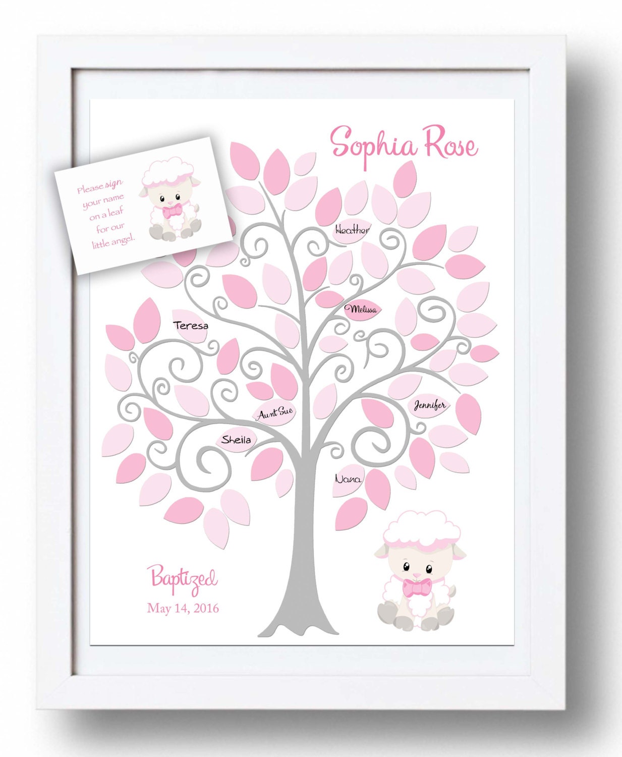 BAPTISM Guest Book 11x14 SignIn Tree Christening or Baby