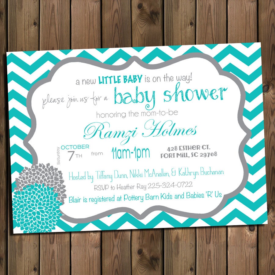 Teal And Gray Baby Shower Invitations 10