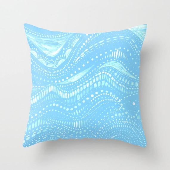 Items similar to Blue Abstract Throw Pillow Cover, light blue pillow, blue pillow cover, blue ...