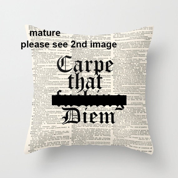 Items similar to Throw Pillow Cover Dictionary Art Print Carpe That Fuc