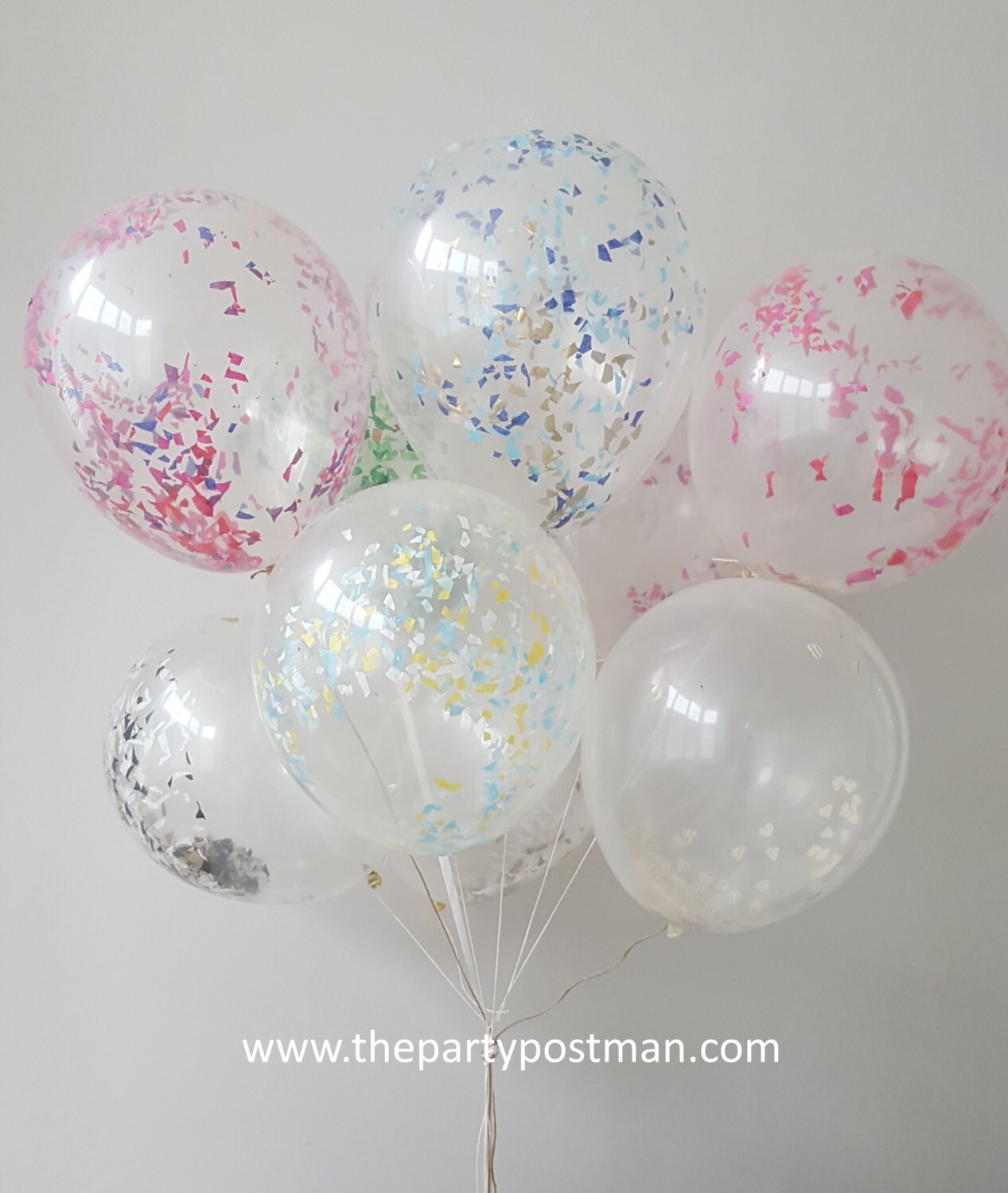 Balloons With Confetti Inside
 CUSTOM COLOURS 16 Clear Balloons with confetti inside